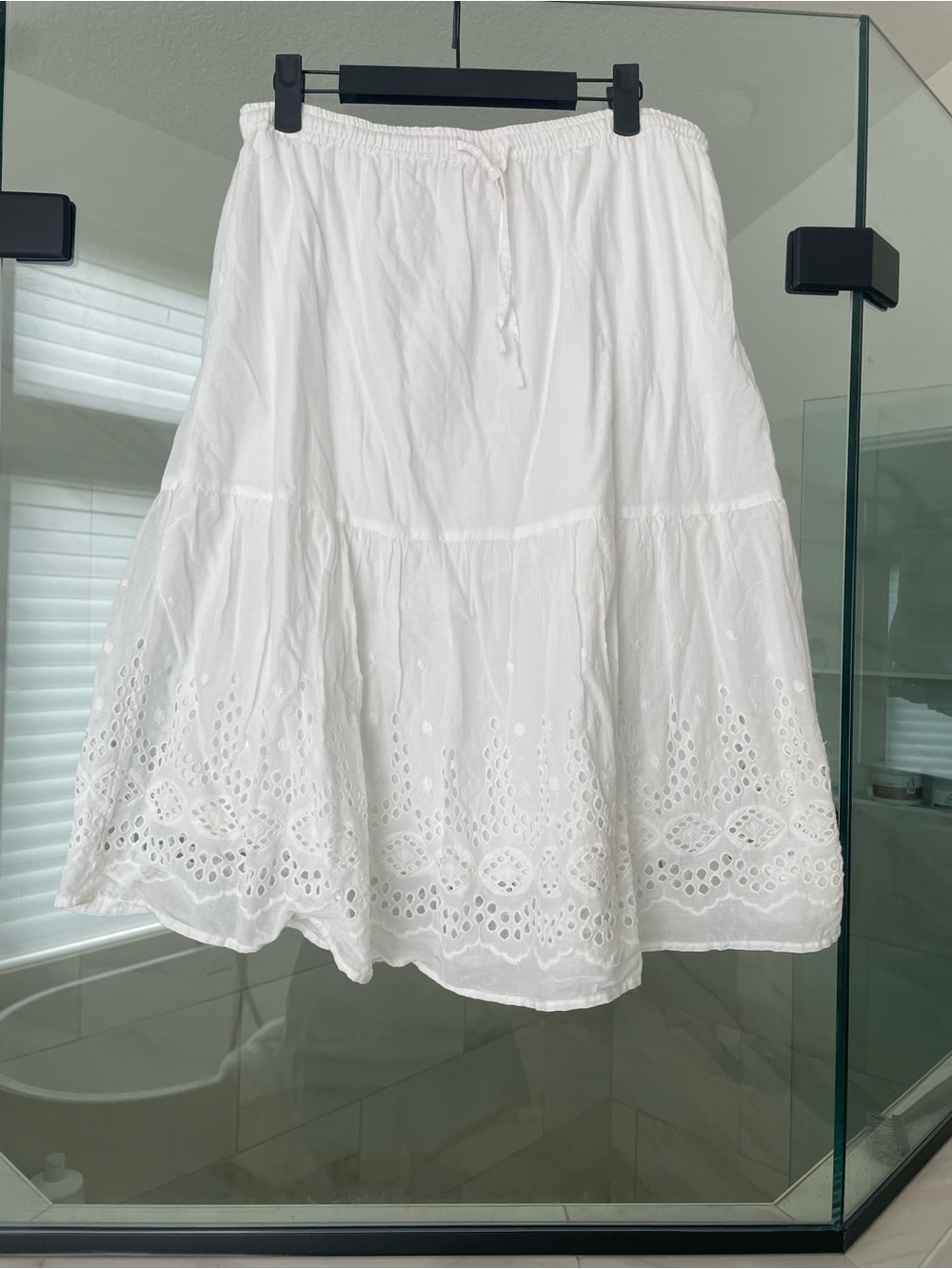 Studio West White Eyelet A-Line Midi Skirt